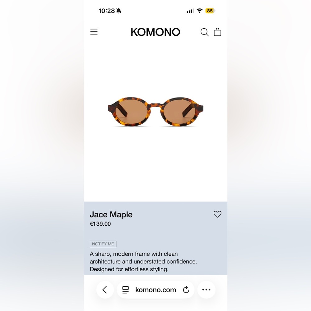 Komono Jace Maple Tortoiseshell Sunglasses with Brown Lenses